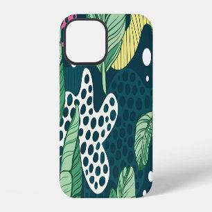 Banana leaves abstract, trendy colours iPhone 12 case