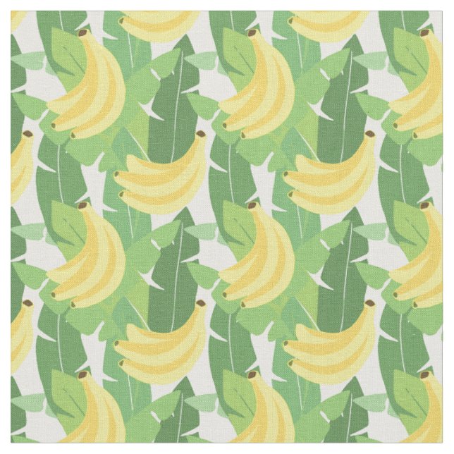 Banana Leaves And Fruit Pattern Fabric (Close Up)