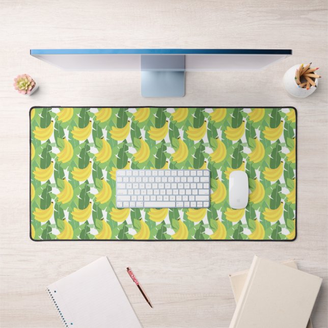 Banana Leaves And Fruit Pattern | Monogram Desk Mat (Office 1)