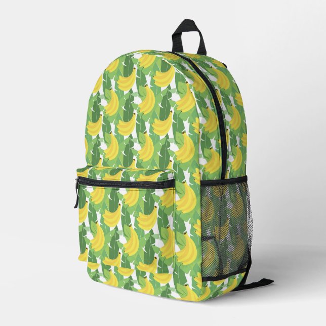 Banana Leaves And Fruit Pattern Printed Backpack (Back Corner Right)