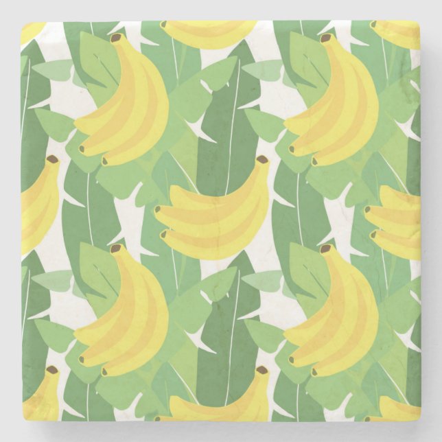 Banana Leaves And Fruit Pattern Stone Coaster (Front)