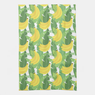 Banana Leaves And Fruit Pattern Tea Towel