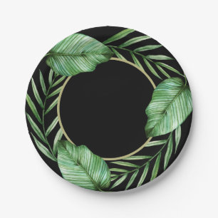 Banana Leaves and Palm Fronds Tropical Theme Party Paper Plate