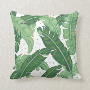 Banana Leaves Illustration Throw Pillow