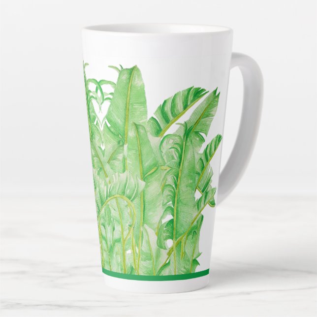 Banana Leaves on a Large Latte Mug (Right Angle)