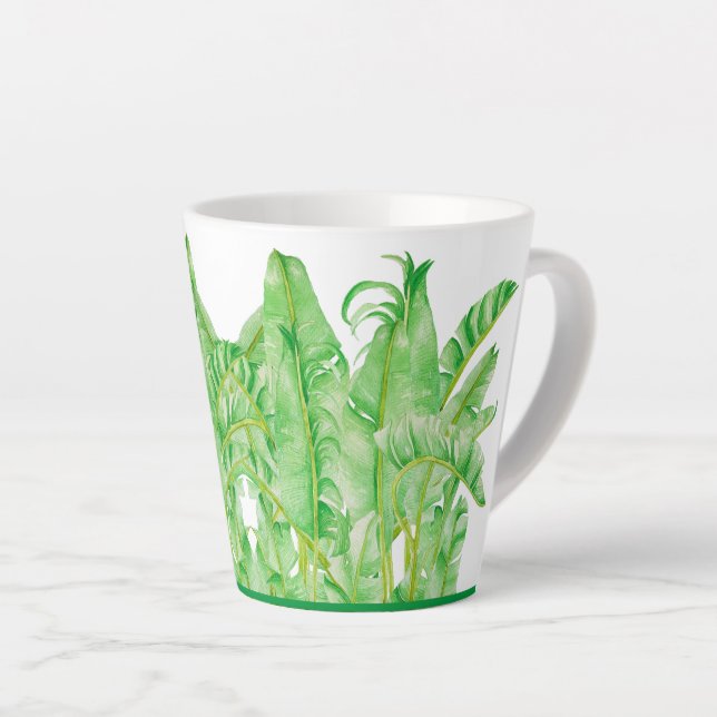 Banana Leaves on a Small Latte Mug (Right Angle)