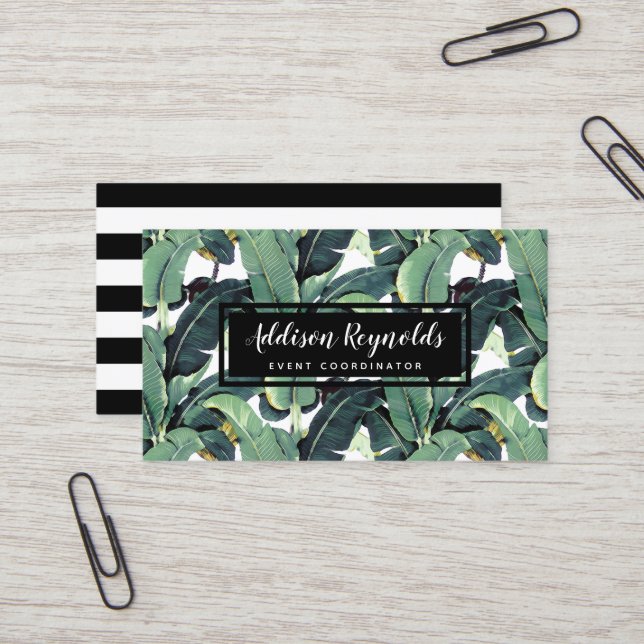 Banana Leaves Palm Tree Tropical Business Card (Front/Back In Situ)