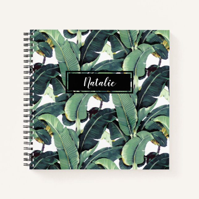 Banana Leaves Palm Tropical Small Spiral Notebook (Front)
