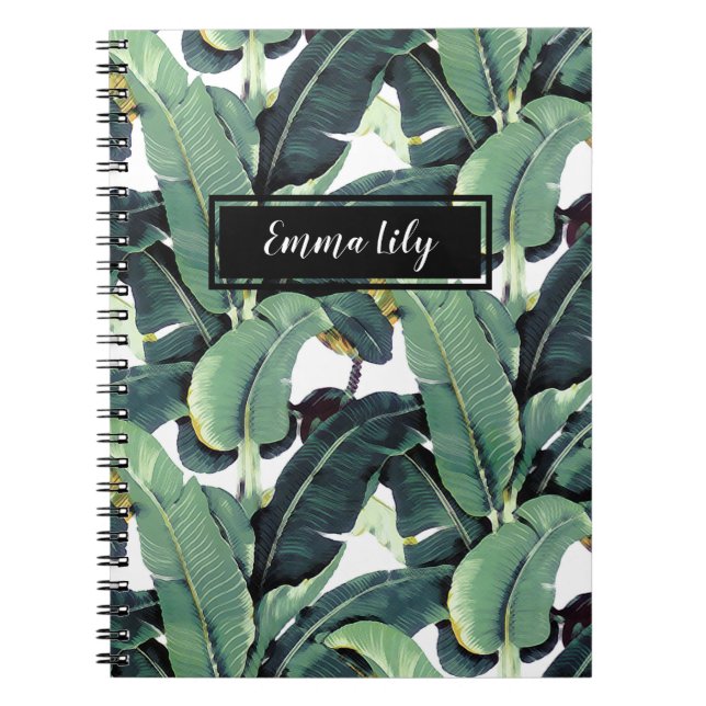 Banana Leaves Palm Tropical Spiral Notebook (Front)