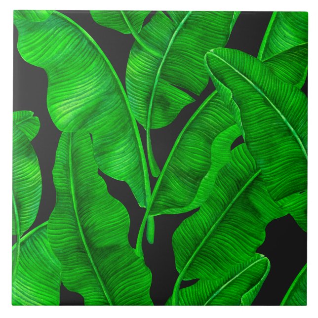 Banana leaves pattern ceramic tile (Front)