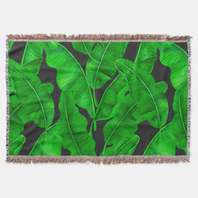 Banana leaves pattern throw blanket (Front)