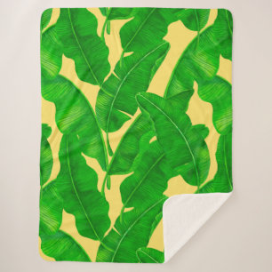 Banana leaves sherpa blanket