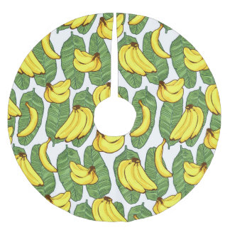 Banana Leaves: Tropical Fruit Pattern Brushed Polyester Tree Skirt
