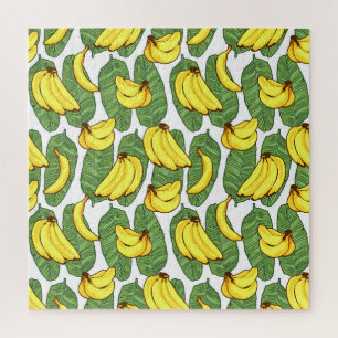 Banana Leaves: Tropical Fruit Pattern Jigsaw Puzzle
