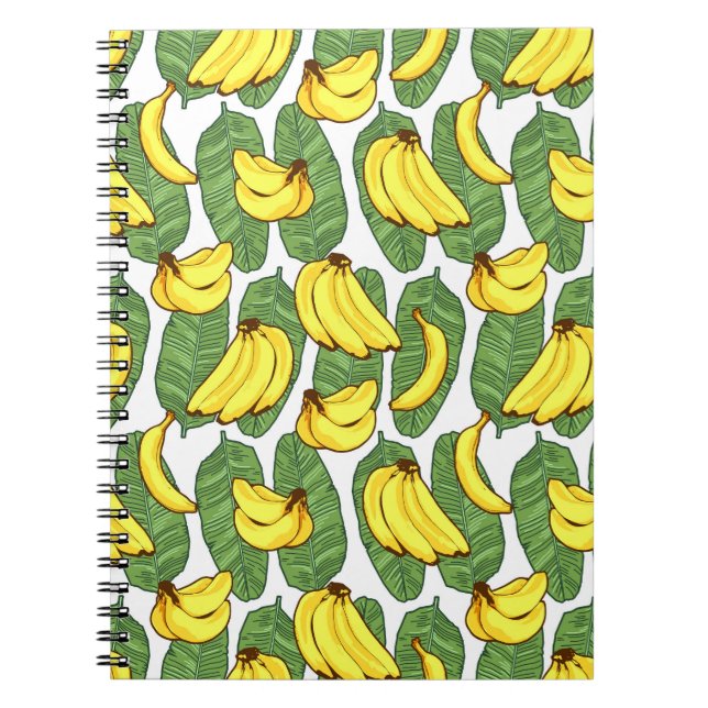 Banana Leaves: Tropical Fruit Pattern Notebook (Front)
