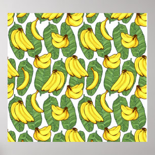 Banana Leaves: Tropical Fruit Pattern Poster