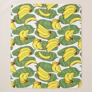 Banana Leaves: Tropical Fruit Pattern Sherpa Blanket