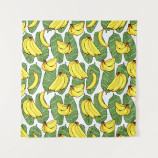Banana Leaves: Tropical Fruit Pattern Tapestry