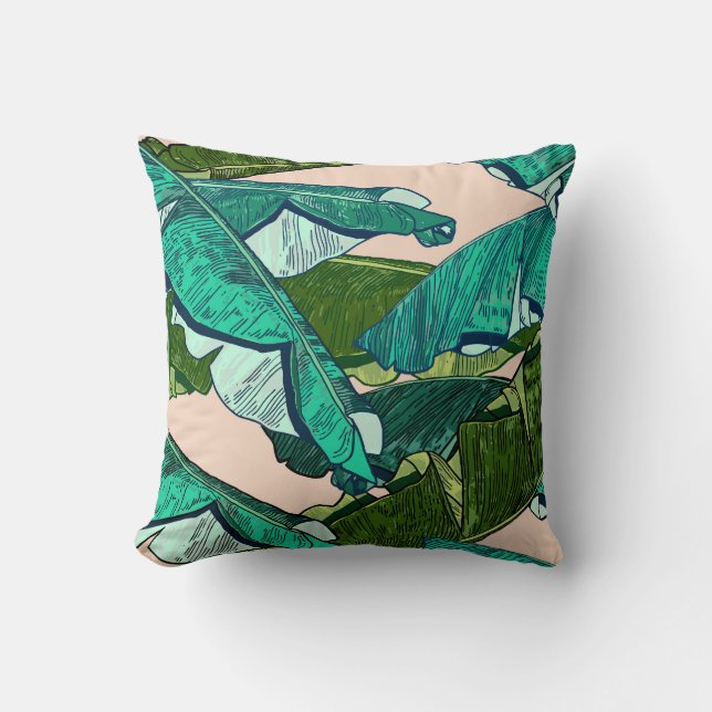 Banana Leaves: Tropical Seamless Pattern. Cushion (Front)