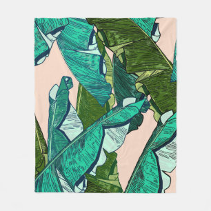 Banana Leaves: Tropical Seamless Pattern. Fleece Blanket