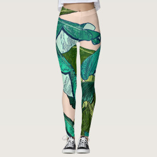 Banana Leaves: Tropical Seamless Pattern. Leggings