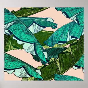 Banana Leaves: Tropical Seamless Pattern. Poster