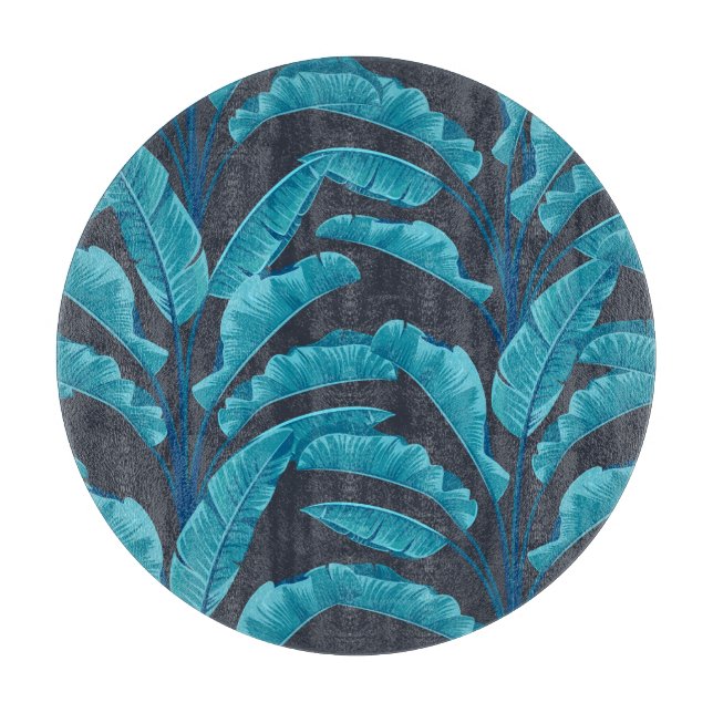 Banana Leaves: Vintage Tropical Pattern. Cutting Board (Front)