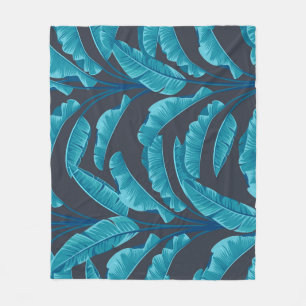 Banana Leaves: Vintage Tropical Pattern. Fleece Blanket