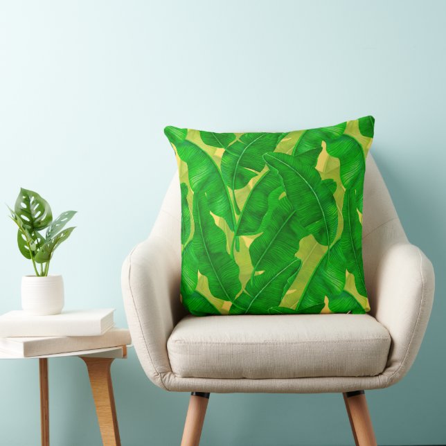 Banana leaves watercolor pattern cushion (Chair)