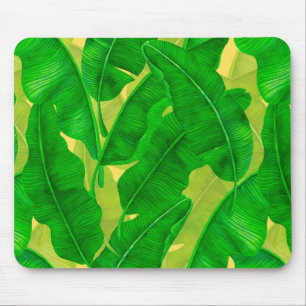 Banana leaves watercolor pattern mouse pad