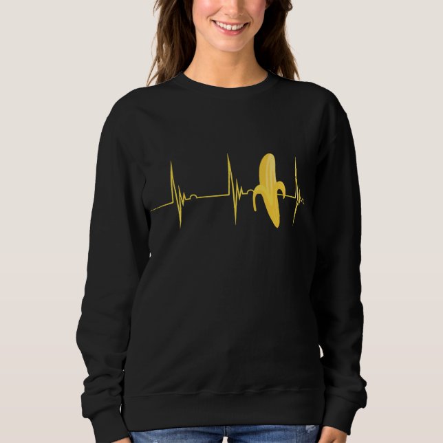 Banana Lover Heartbeat EKG Pulse Fruitarian Summer Sweatshirt (Front)