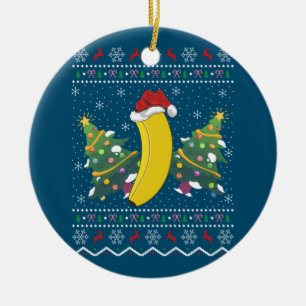 Banana Lover Xmas Gift Ugly Banana Christmas Ceramic Ornament