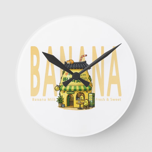  banana milk café  Wall Clock (Front)