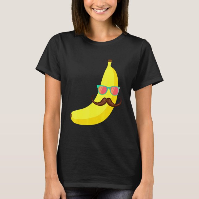 Banana Moustache Sunglasses Summer Vacation Tropic T-Shirt (Front)