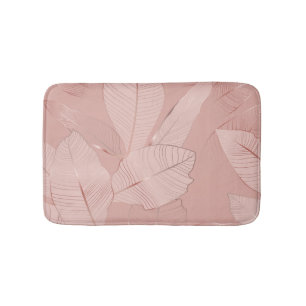 Banana, palm leaves: shiny copper. bath mat