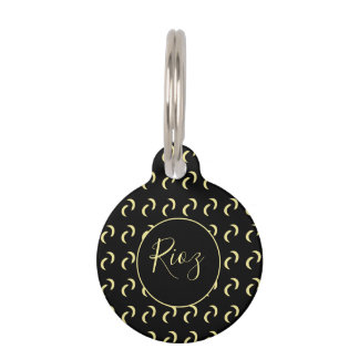 Banana Pattern Black Name Pet Tag