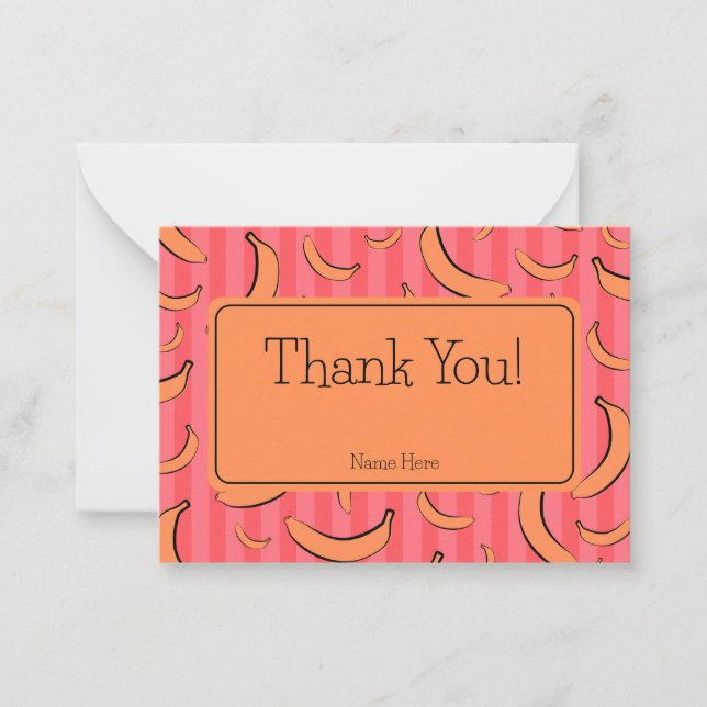 Banana Pattern Flat Note Card (Front)