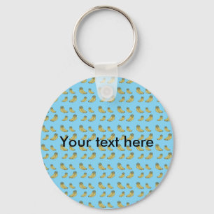 Banana pattern on blue background key ring