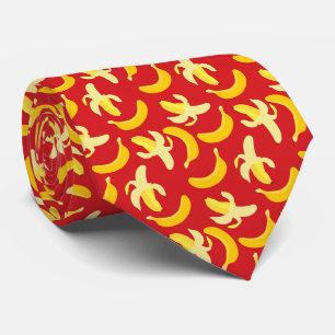 Banana pattern with red background tie
