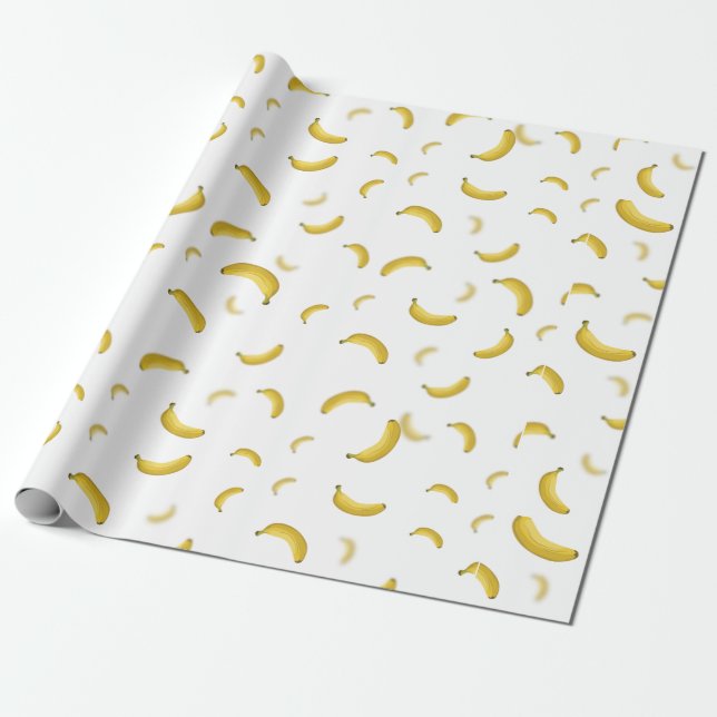 Banana Pattern Wrap White Wrapping Paper (Unrolled)
