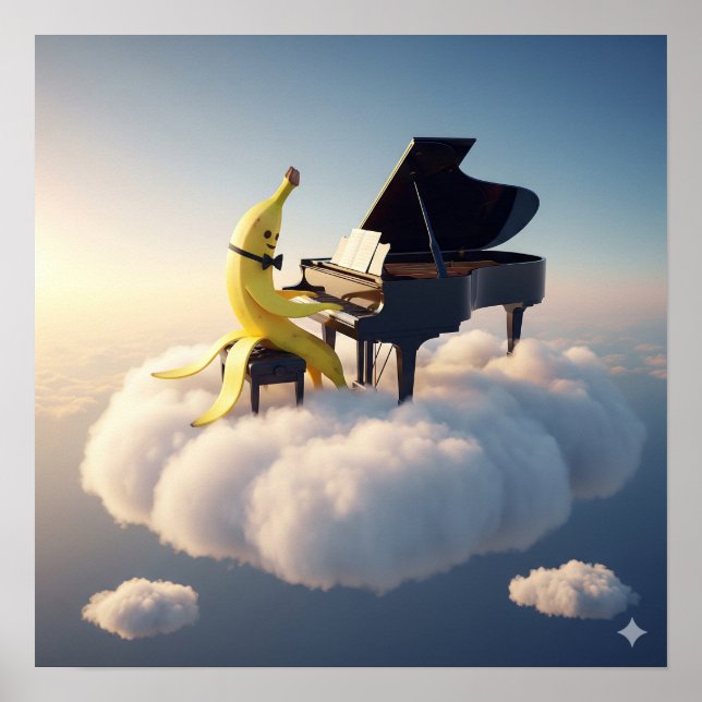 Banana Peel Playing Piano Poster (Front)