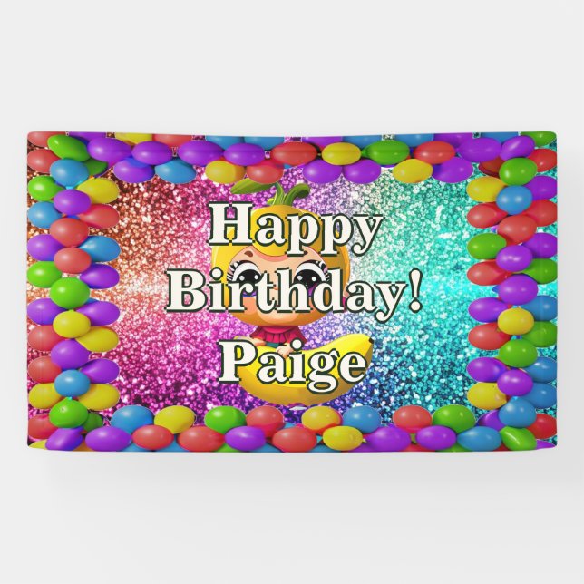 Banana Personalised character birthday banner (Horizontal)
