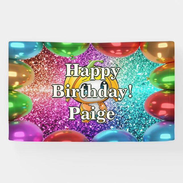 Banana Personalised character birthday banner (Horizontal)