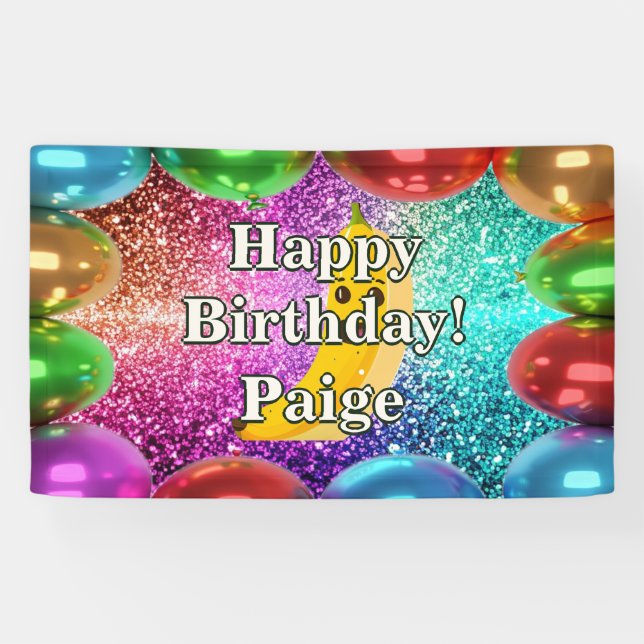 Banana Personalised character birthday banner (Horizontal)