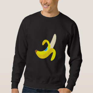 Banana Plantain Cute Fresh Ripe Peeled Fruit Yello Sweatshirt