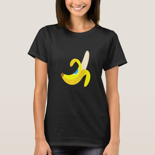 Banana Plantain Cute Fresh Ripe Peeled Fruit Yello T-Shirt (Front)