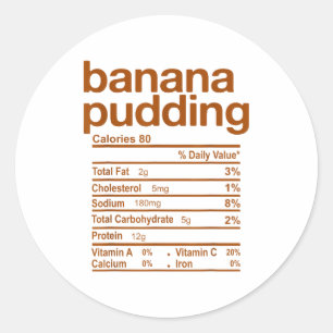 Banana Pudding Nutrition Facts Funny Thanksgiving  Classic Round Sticker