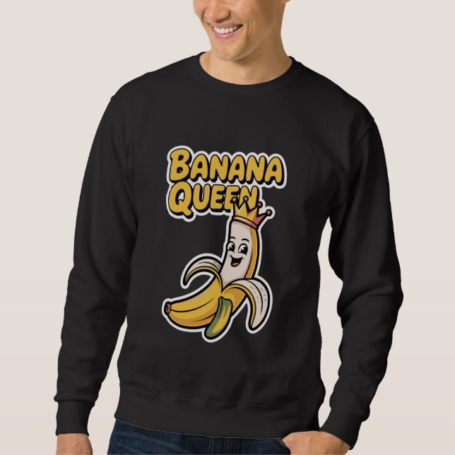 Banana Queen Kawaii Crowned Fruit Sweatshirt (Front)