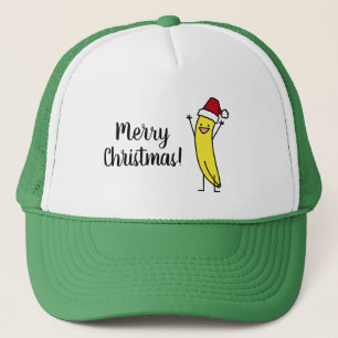 Banana Santa hat cheering Christmas holiday
