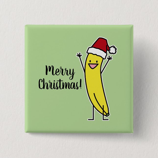 Banana Santa hat cheering Christmas holiday 15 Cm Square Badge (Front)